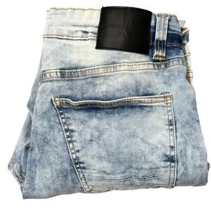 Marc Ecko Cut & Sew Mens 34x32 Light Acid Wash Straight Leg Jeans MK8D0008